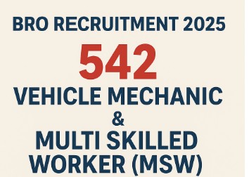 BRO Recruitment 2025 – 542 Vehicle Mechanic & MSW Vacancies